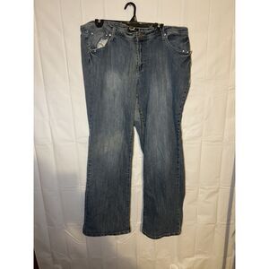Earl Jean Y2K Rhinestone Bootcut Jeans Womens 20W Blue Studded McBling Plus Size